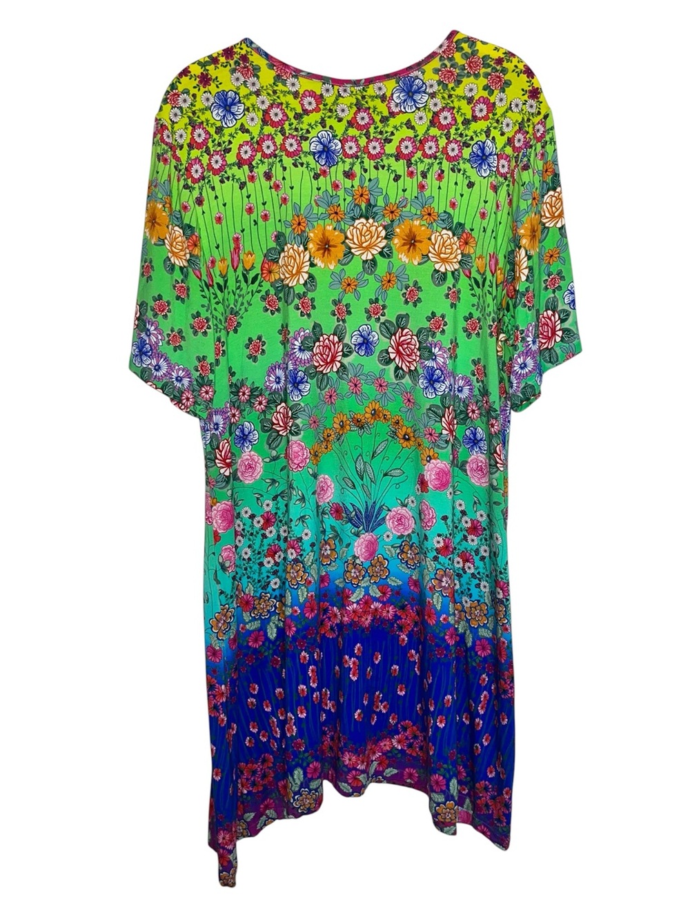 Johnny Was Rainbow Field Floral Tunic Dress XL Colorful Boho Artsy - Picture 2 of 8